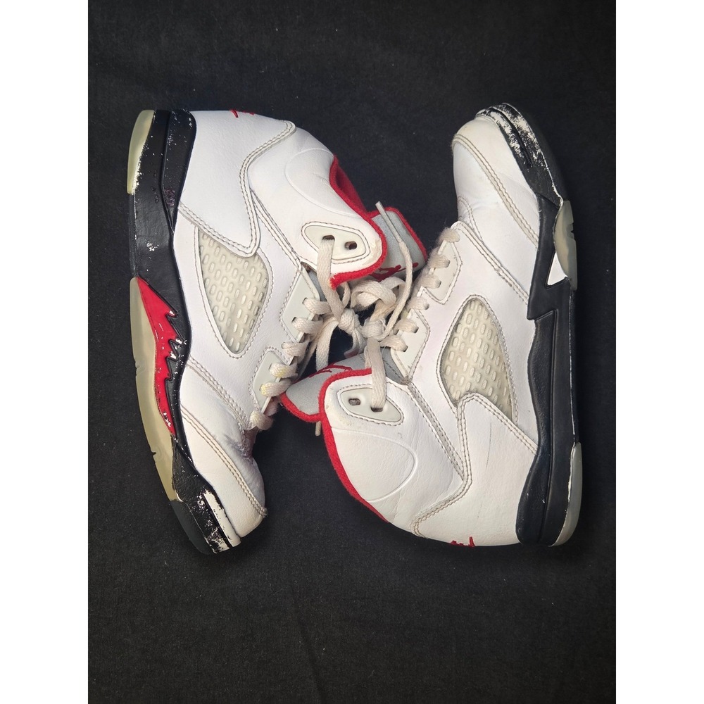 Air Jordan 5 Retro Fire Red Kids Basketball‎ Shoes White Nike Size 13C